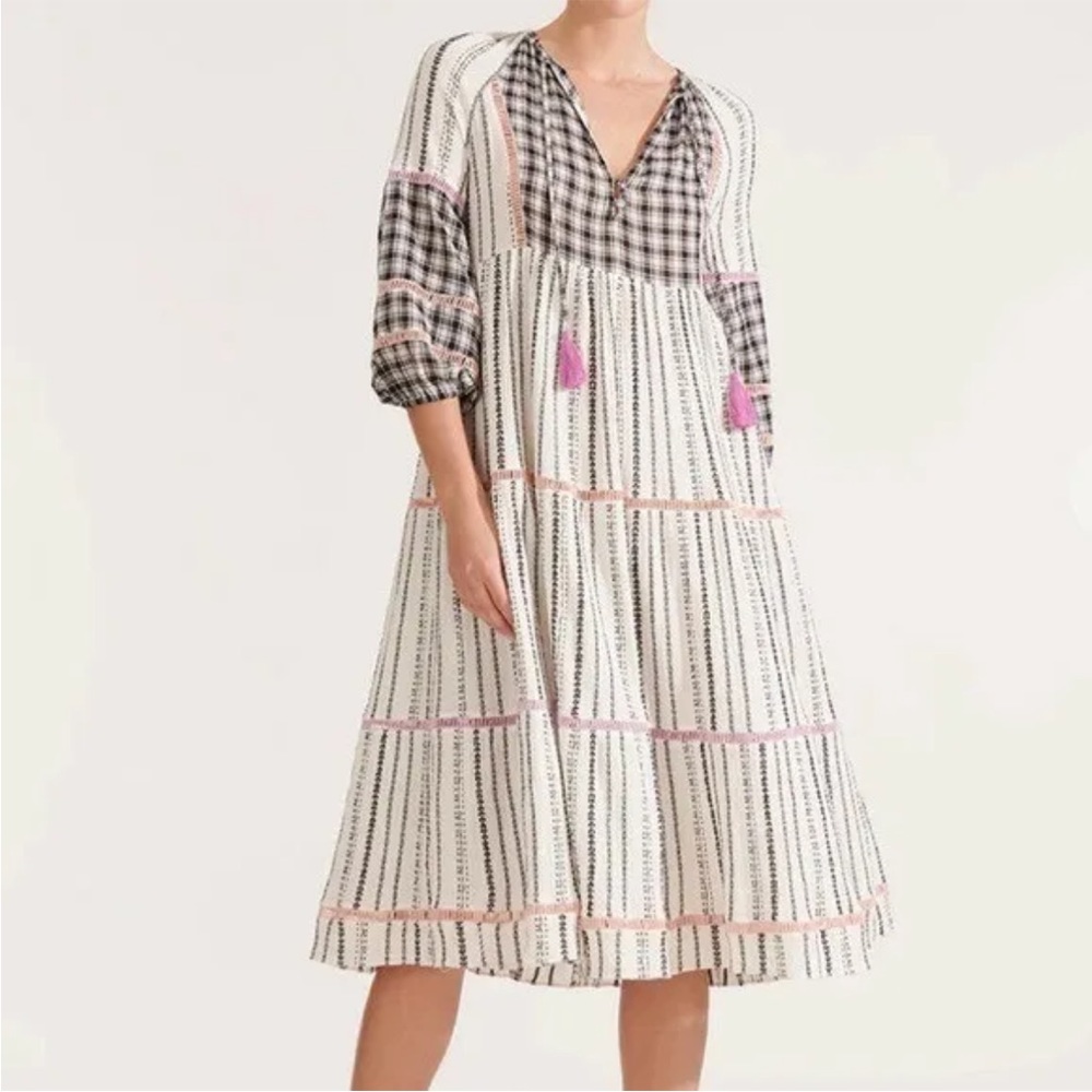 Veronica Beard Dress Eileen Checked Midi Black White Dress XS - Picture 1 of 5
